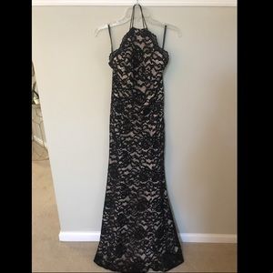 Black/nude lace formal gown